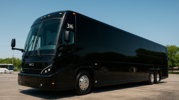 Exterior of Charter Bus Company Bismarck's 54 Passenger Charter Bus in Bismarck