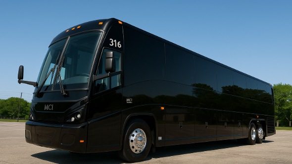 Exterior of Charter Bus Company Jamestown's 56 Passenger Charter Bus in Jamestown