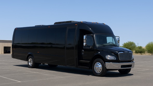 Exterior of Charter Bus Company Bismarck's Party Bus in Bismarck