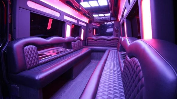 Interior of Charter Bus Company Bismarck's Sprinter Limo in Bismarck