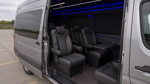 Interior of Charter Bus Company Bismarck's Sprinter Van Rental With Driver in Bismarck